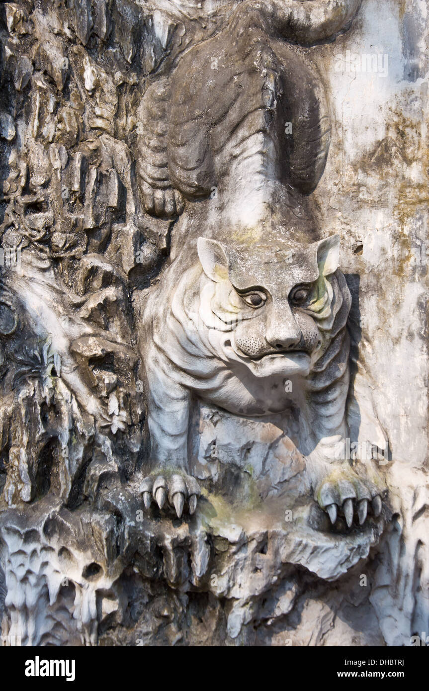 old tiger statue in the temple Stock Photo Alamy