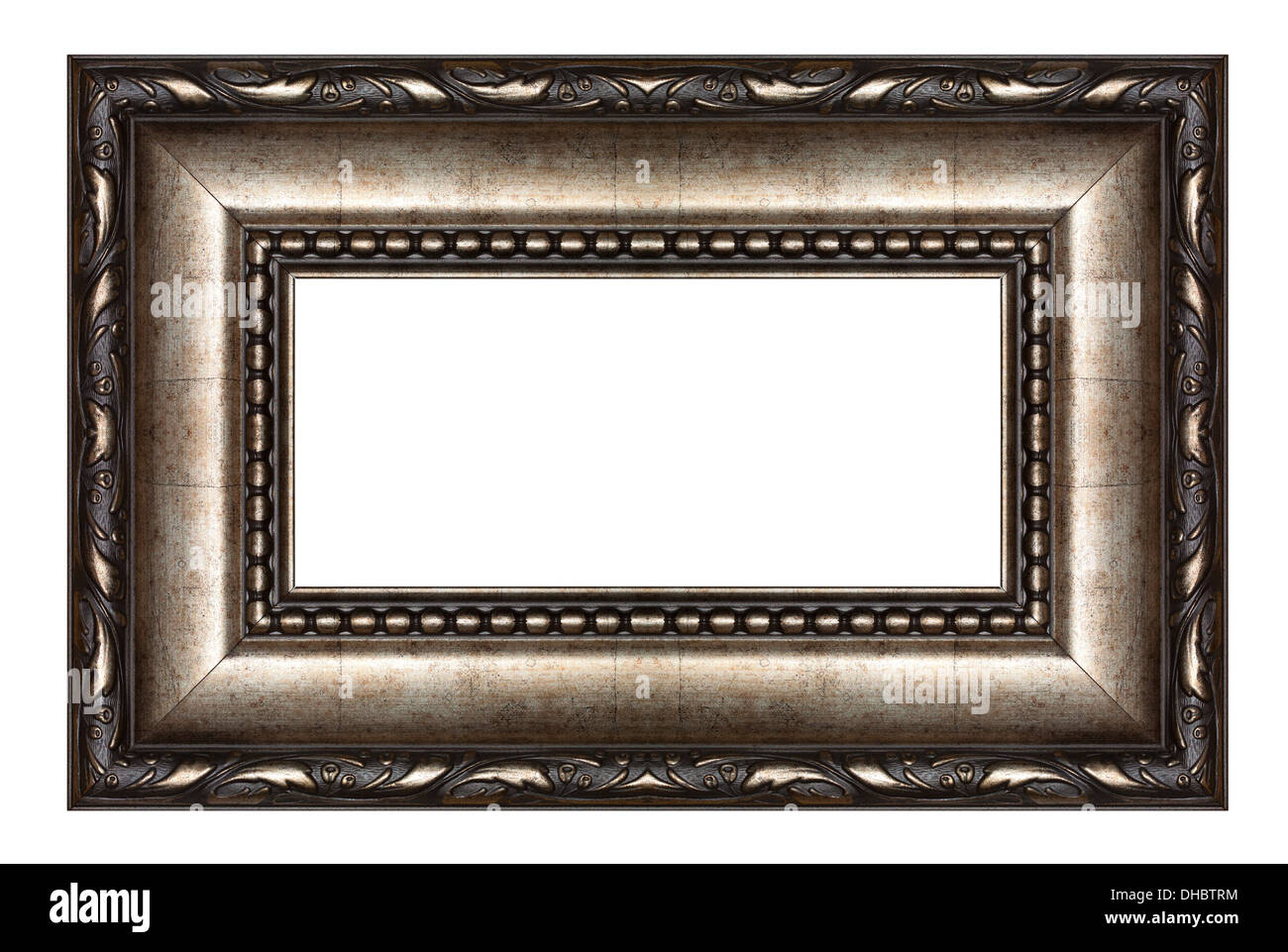 Old antique black picture frame wall, wallpaper, decorative objects isolated white background