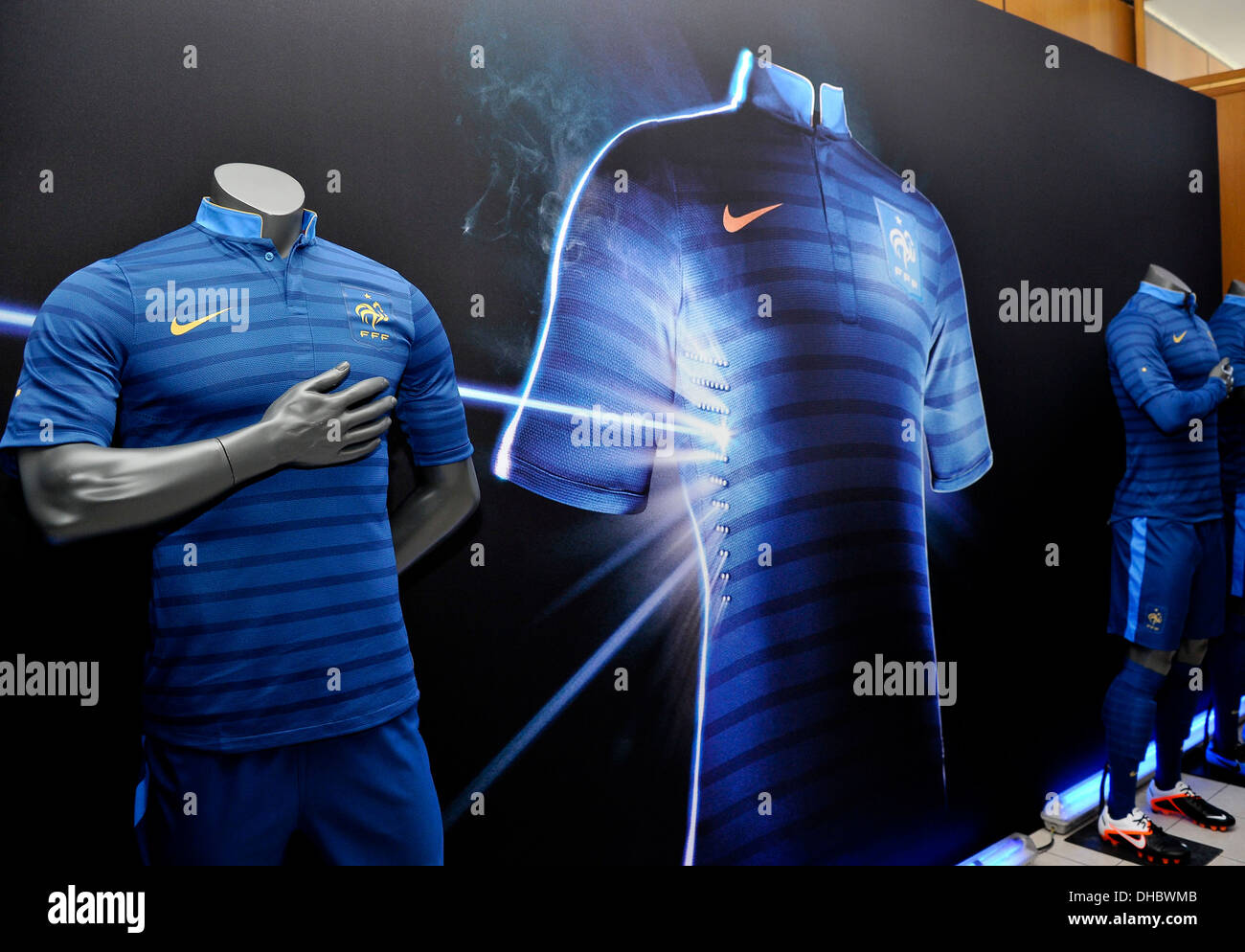 France Nike EURO 2012 Home Kit unveiled To celebrate launch and hour French  National football team Republican Guard performed Stock Photo - Alamy