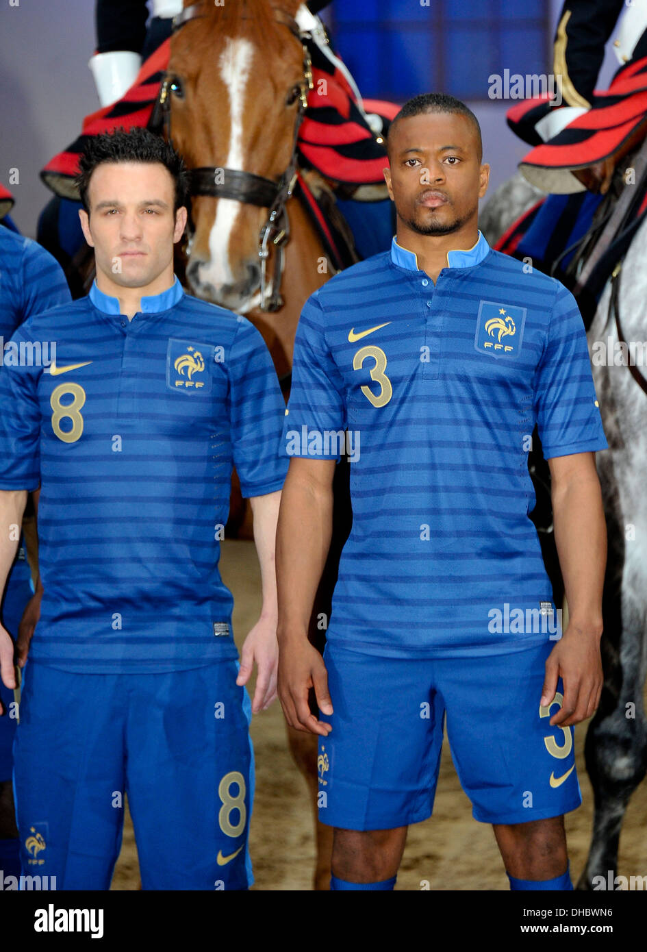 France Nike EURO 2012 Home Kit unveiled To celebrate launch and hour French  National football team Republican Guard performed Stock Photo - Alamy
