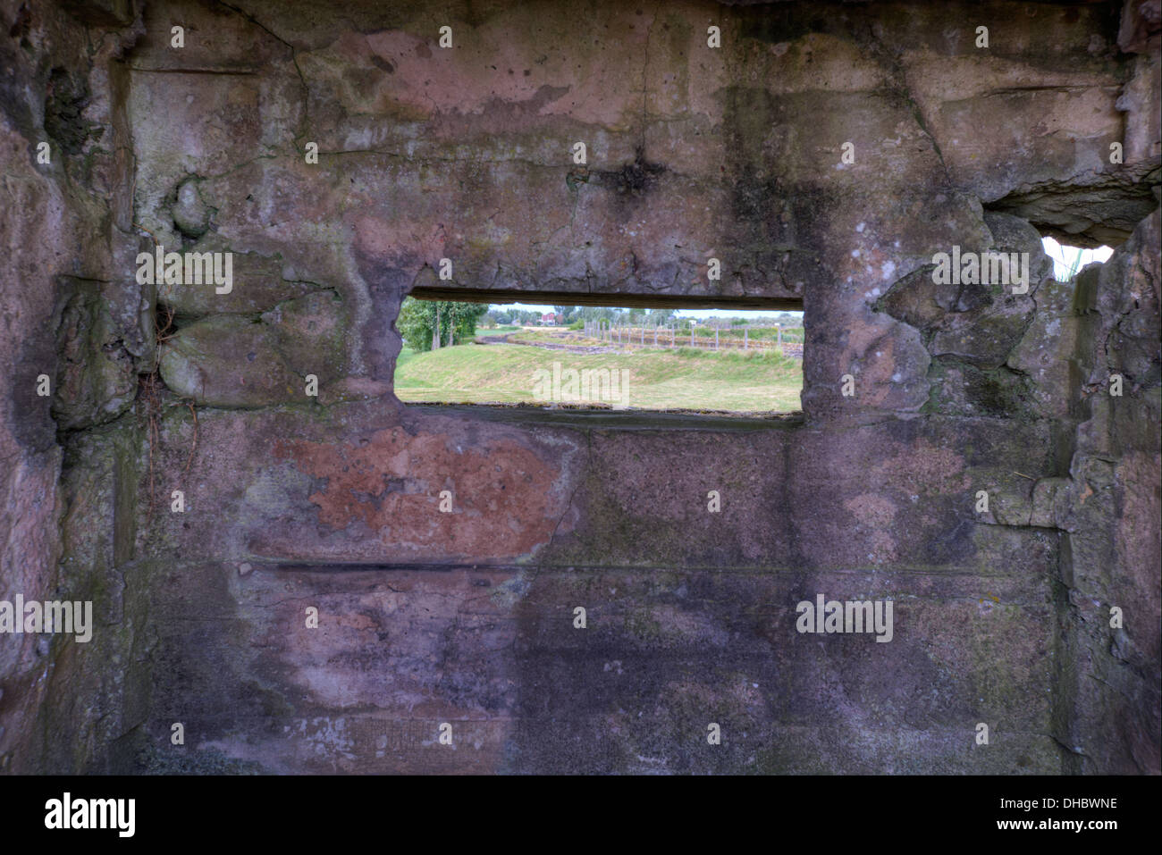 Looking through a peephole to the enemy Stock Photo