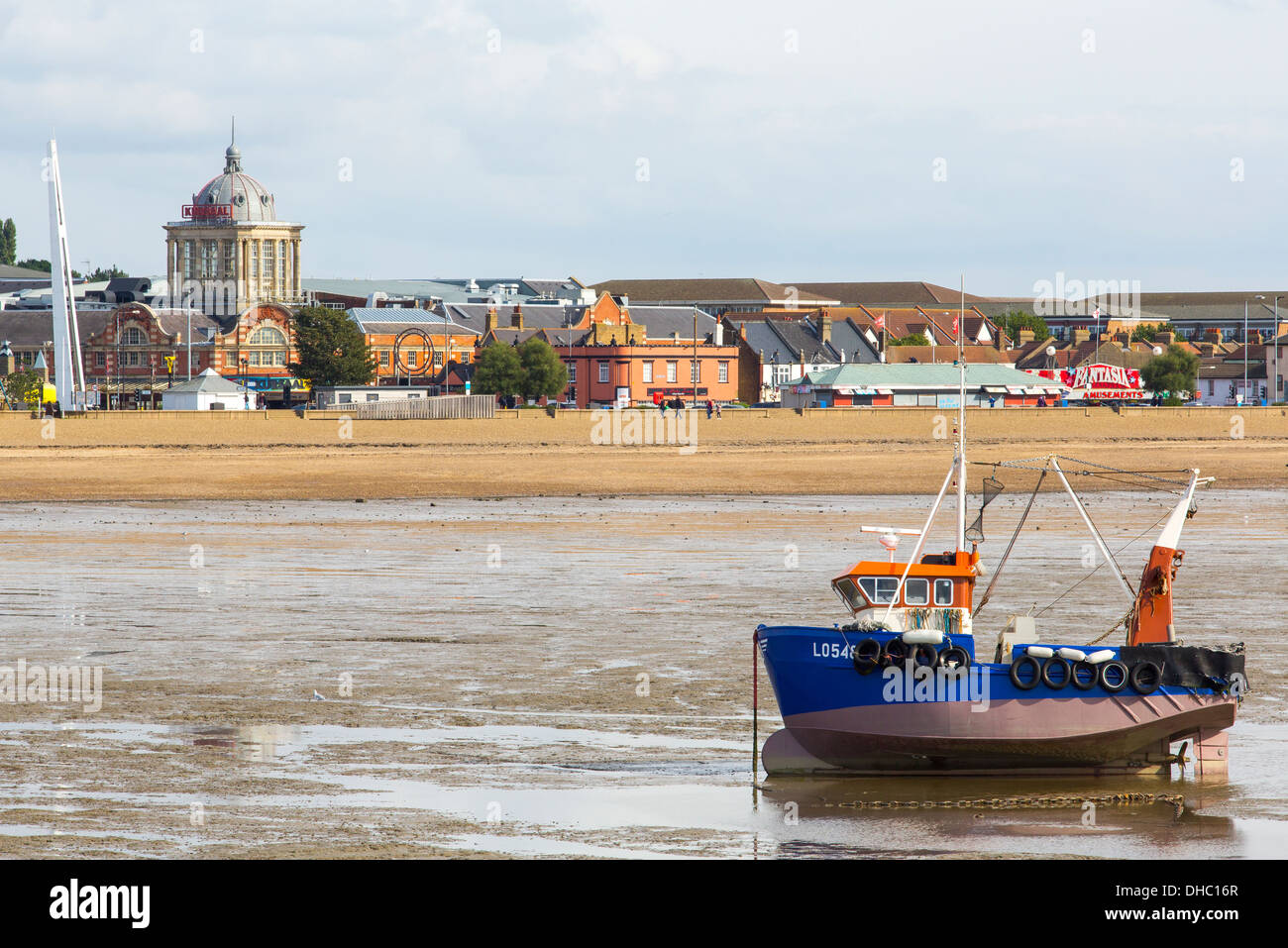 12/10/2013 View from Southend pier of fishing boat, Kursaal and Jubilee
