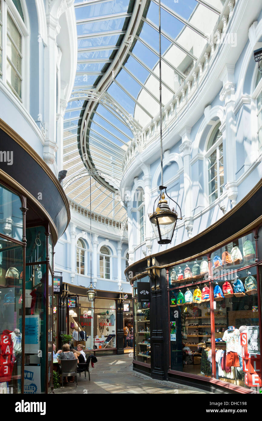 Shops in The Royal arcade in The Morgan Quarter Cardiff city centre center South Glamorgan South Wales UK GB EU Europe Stock Photo