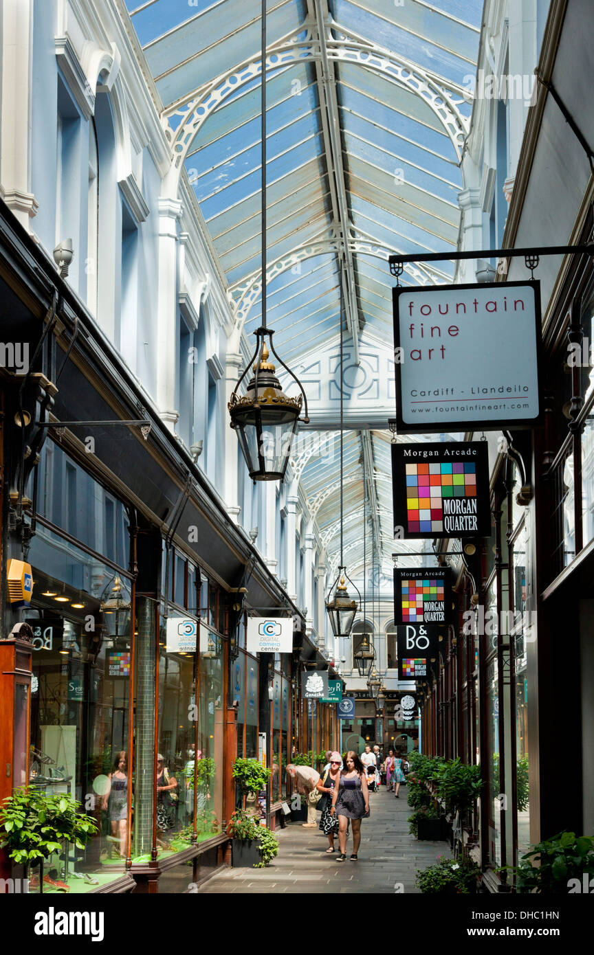 Shops in The Royal arcade in The Morgan Quarter Cardiff city centre center South Glamorgan South Wales UK GB EU Europe Stock Photo