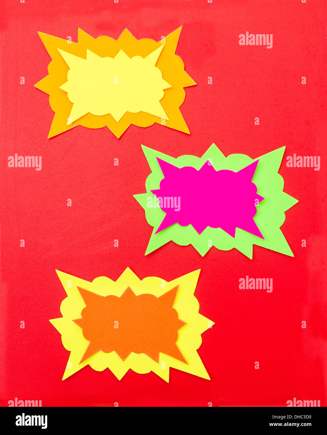 Cartoon bubbles on a red background Stock Photo
