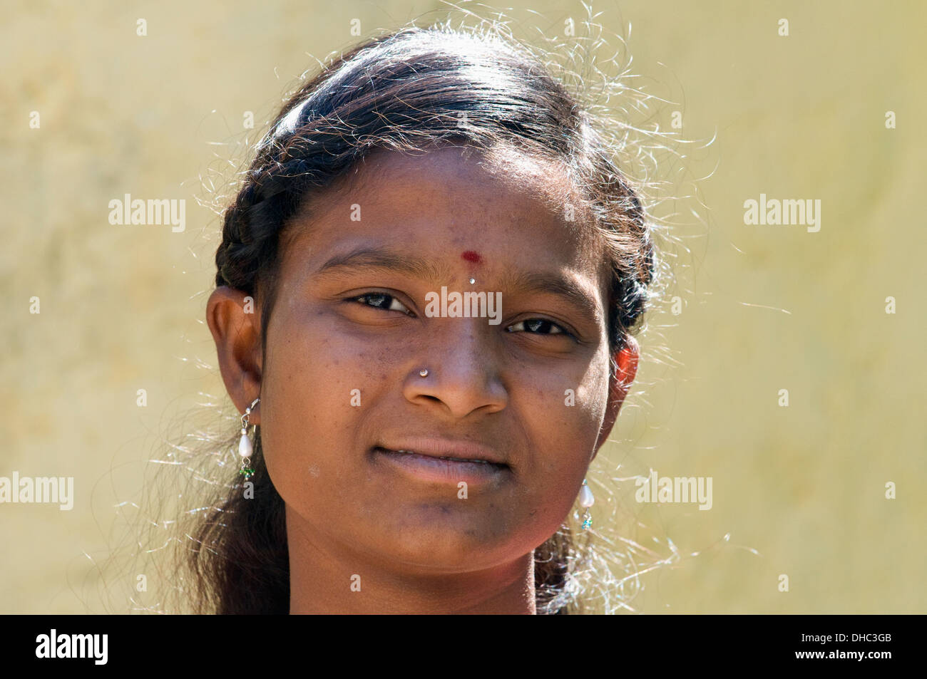 Indian woman smiling South India Stock Photo - Alamy