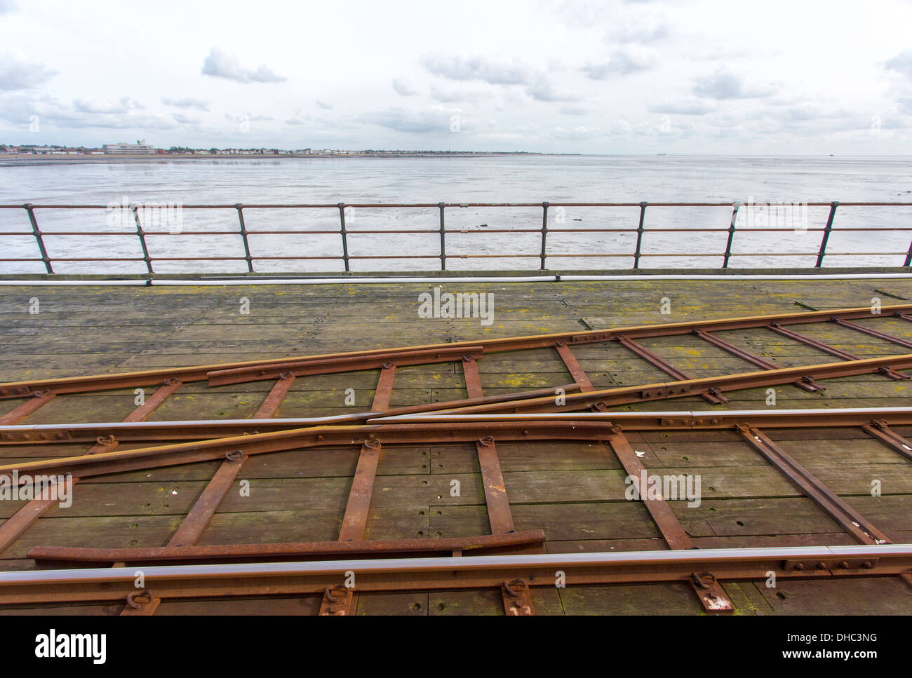 12/10/2013 Rail tracks on Southend pier. Stock Photo