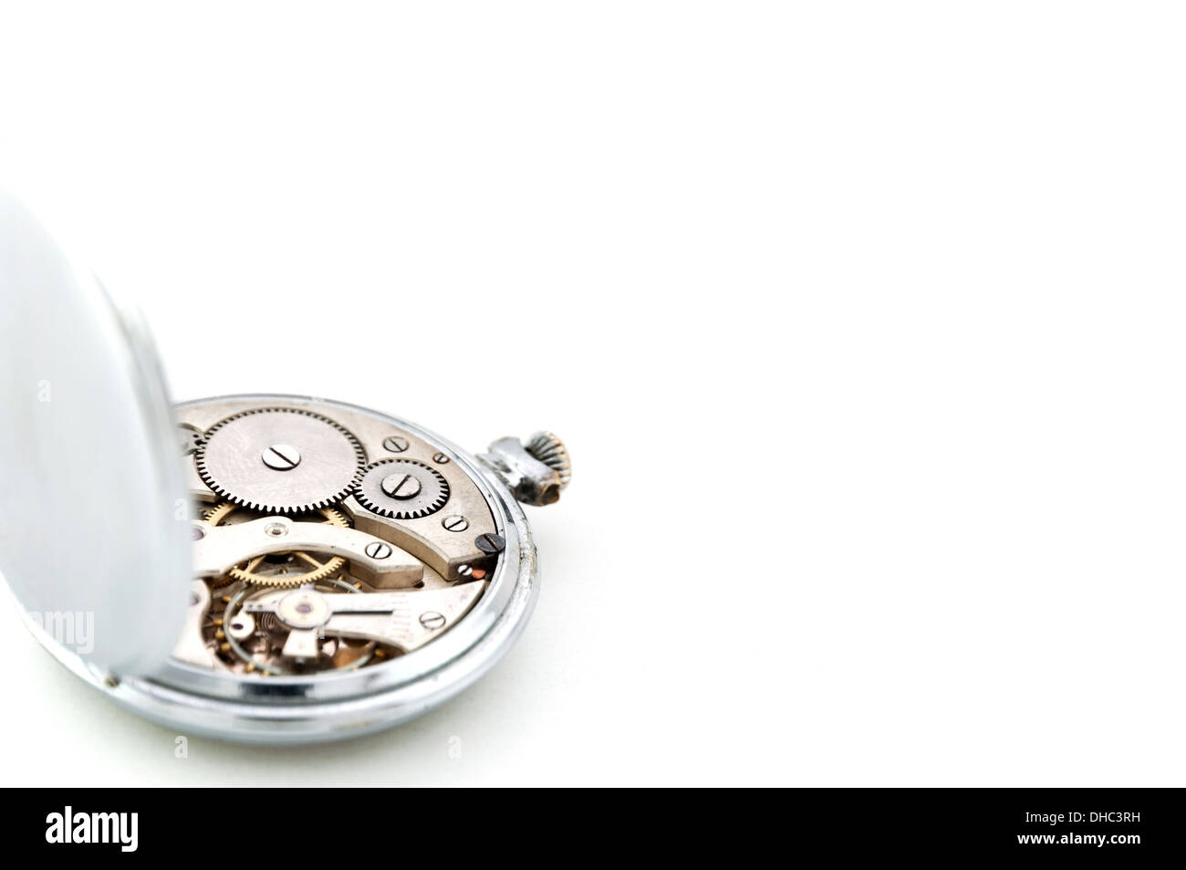 Pocket watch inside on white background Stock Photo Alamy