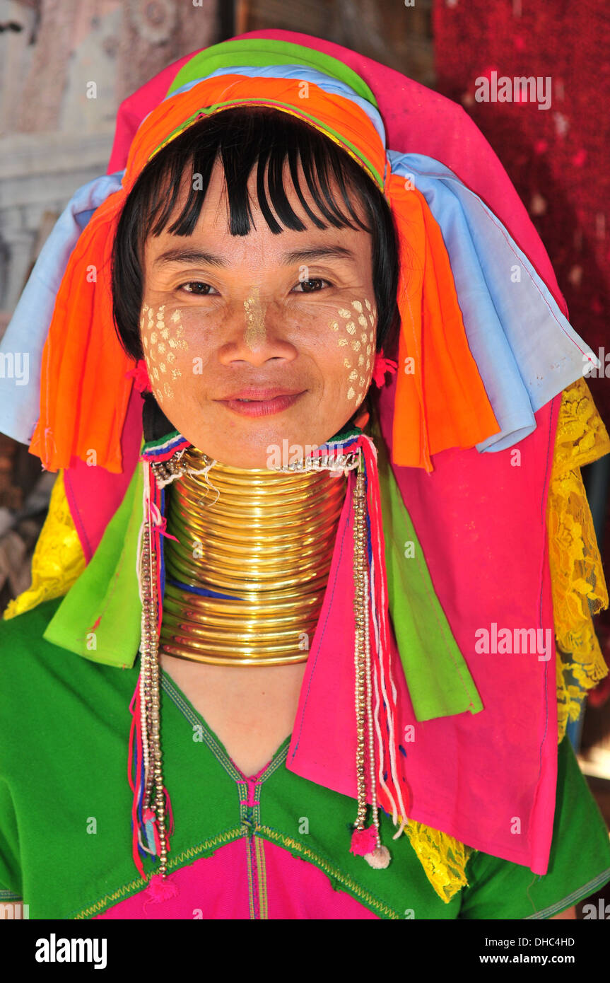 Hill Tribes in Thailand A Long Neck Karen Woman (Mae Hong Son Stock