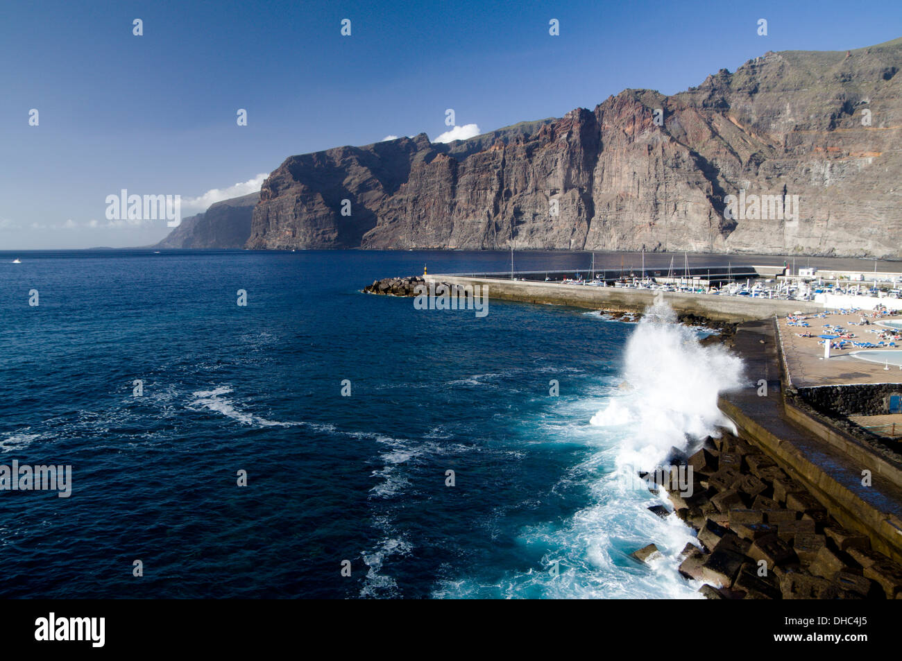 Los Gigantes and Los Gigantes  cliffs, Tenerife, Canary Islands, Spain. Stock Photo