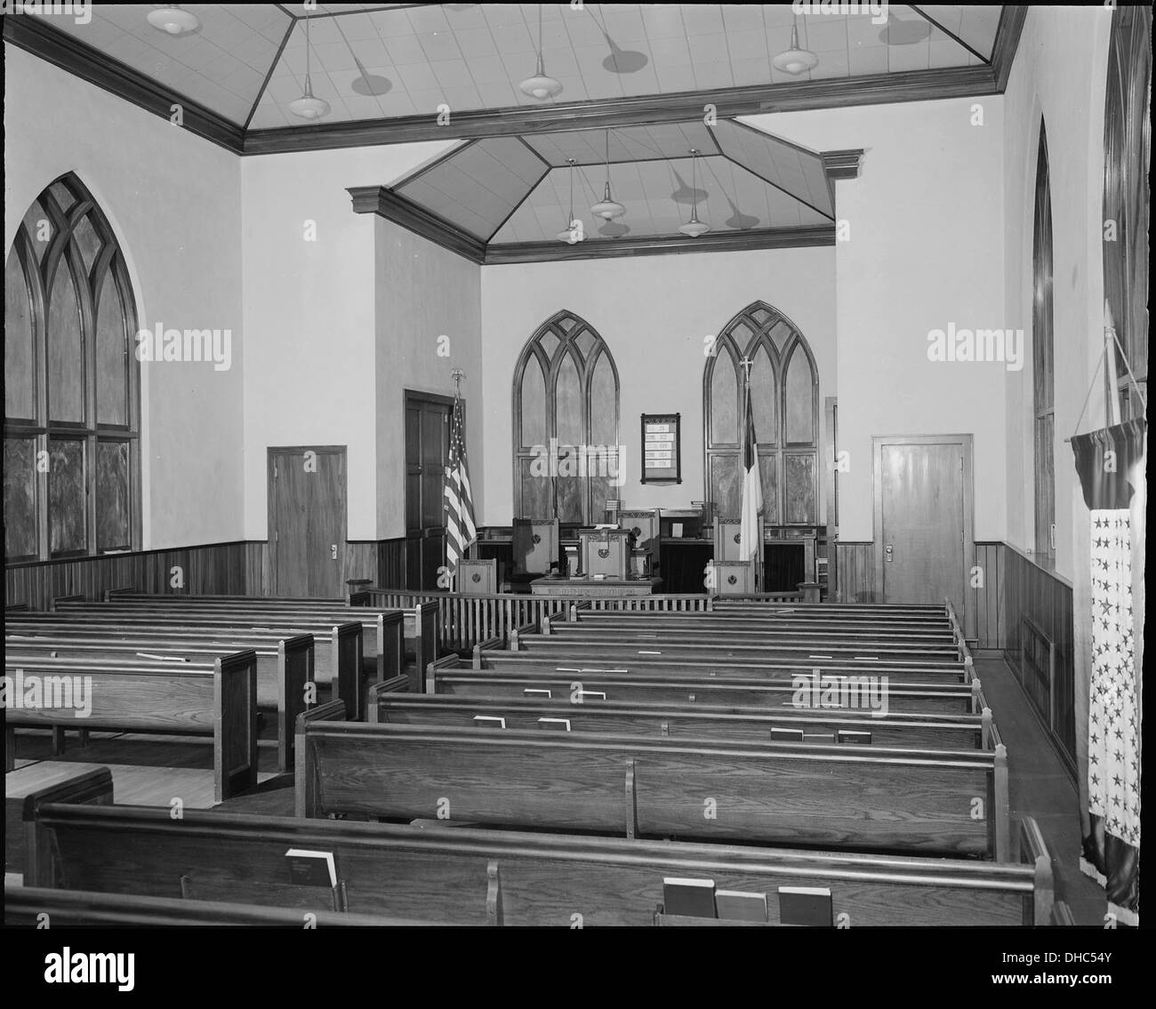 Interior of the church. The fine cabinet work in this church was done by the miners. The Pocahontas Corporation... 541086 Stock Photo