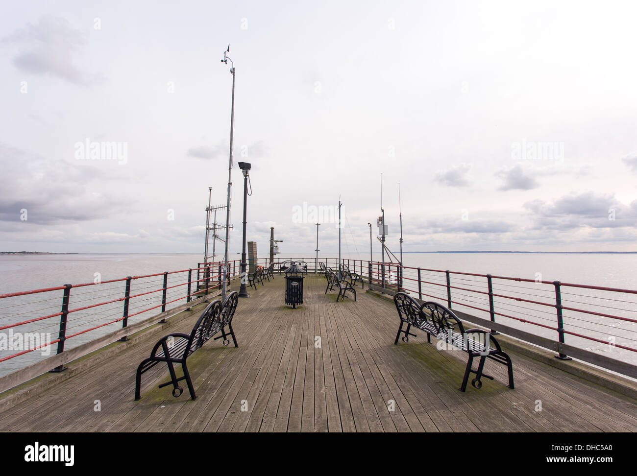12/10/2013 Communication Ariels on Southend pier. The longest pier in the World measuring 1.33 miles into the Thames river. Stock Photo