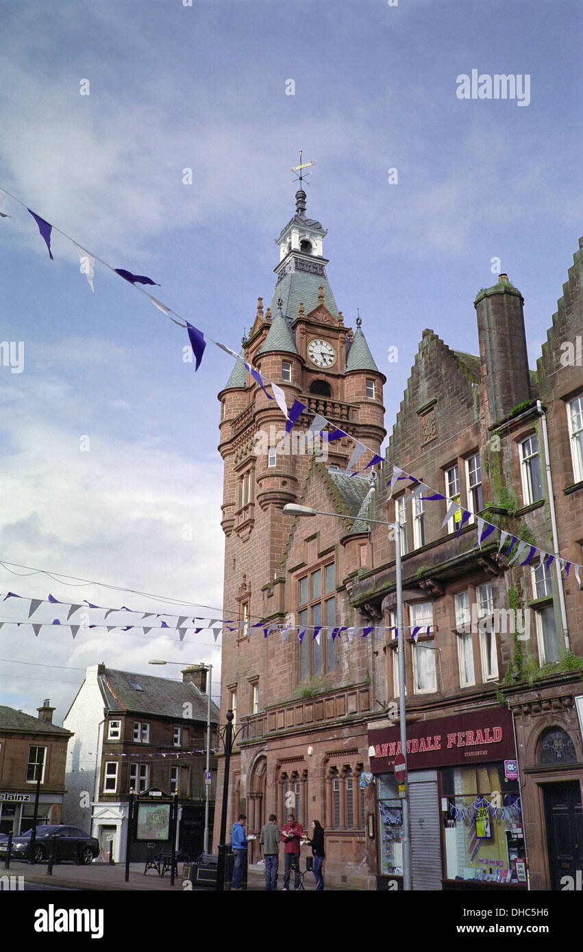 Lockerbie Town Hall and Town Centre, Dumfries and Galloway, Scotland, UK Stock Photo