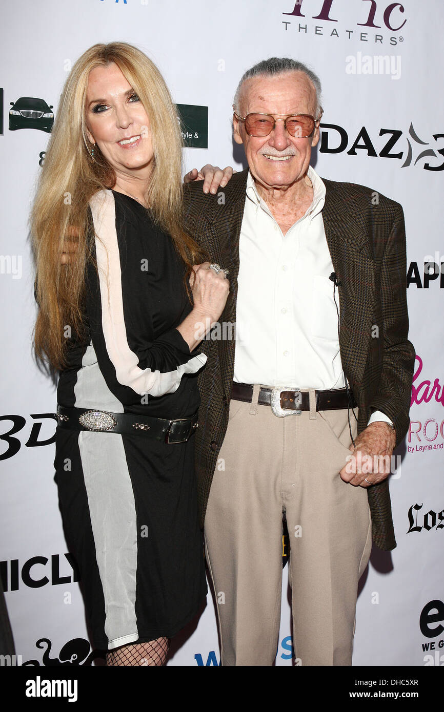 Stan Lee and his daughter  Lee Premiere of ''With Great Power: Stan Lee  Story' at iPic Theaters Pasadena California Stock Photo - Alamy