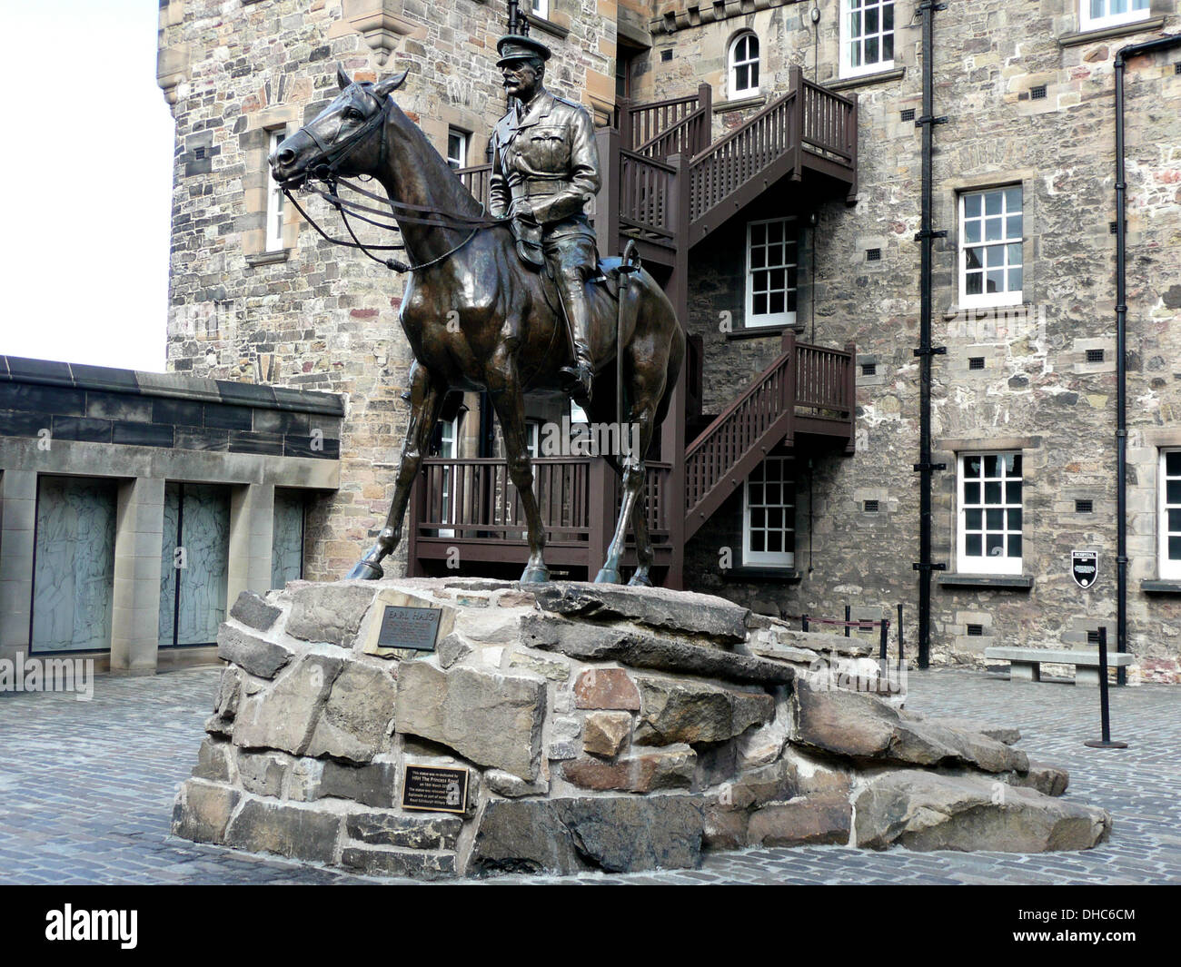 Earl Haig's statue,Edinburgh Castle,Edinburgh,Royal Mile,Scotland,Great Britain,United Kingdom Stock Photo