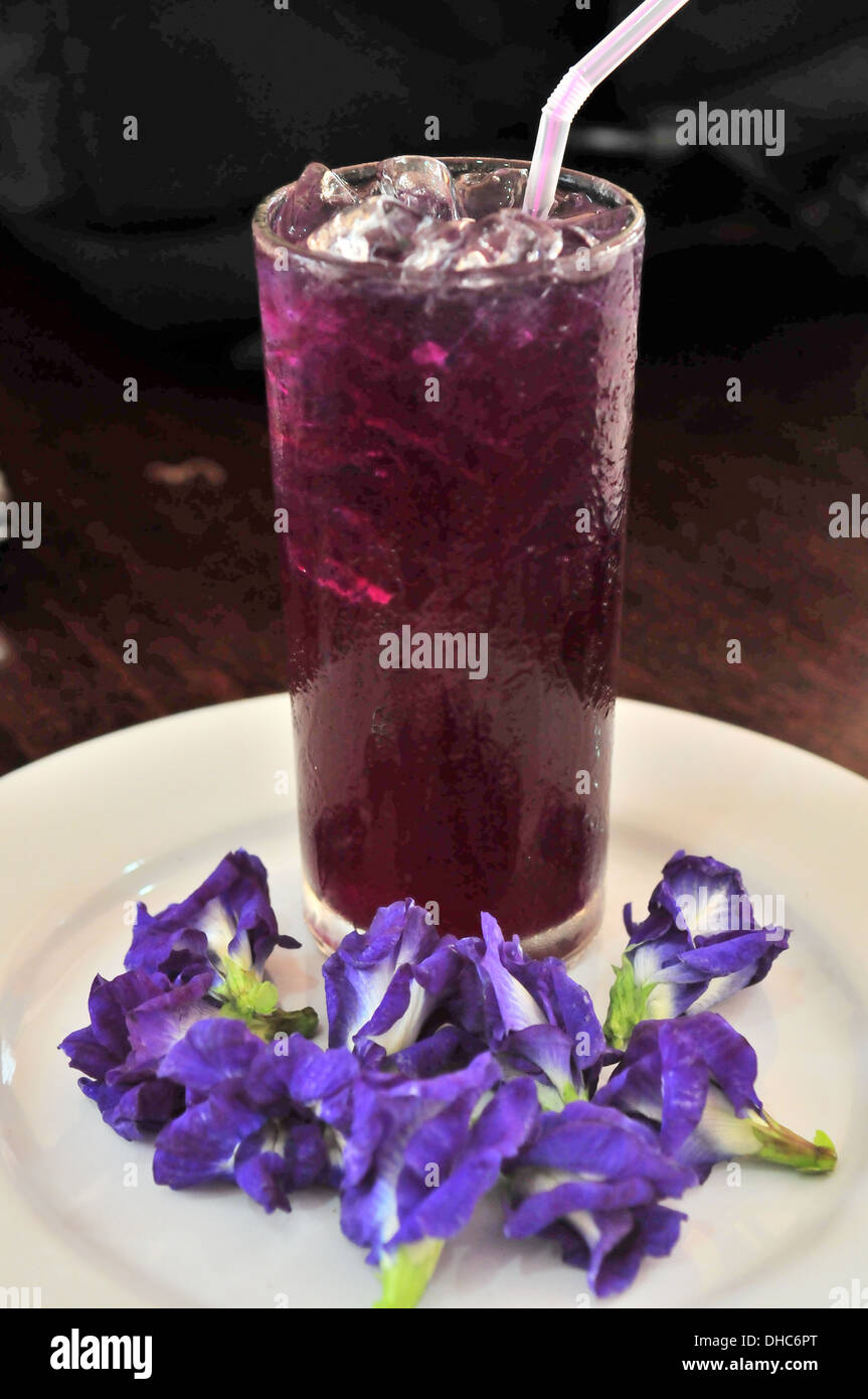 Blue butterfly pea Thai herbal drink Stock Photo Alamy