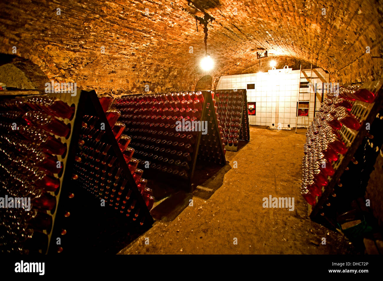 Champagne production in the Vallée de la Marne at the winery of René Geoffroy in Cumières Stock Photo
