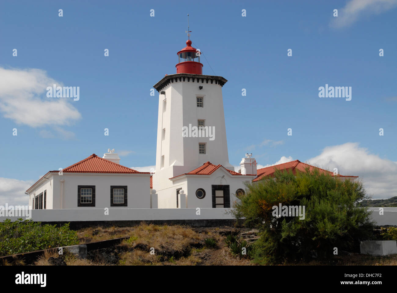 Lighthouse near Manhenha, East of Pico Island, Azores, Portugal (between Baia da Fonte and Baia de Caravela) Stock Photo