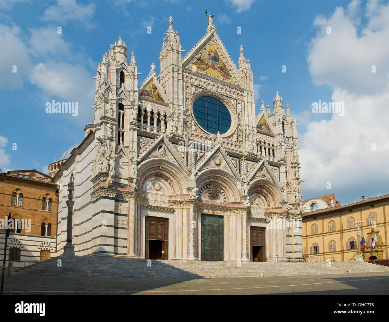 The west facade of the Siena Cathedral in Opera della metropolitana. Siena, Italy Stock Photo