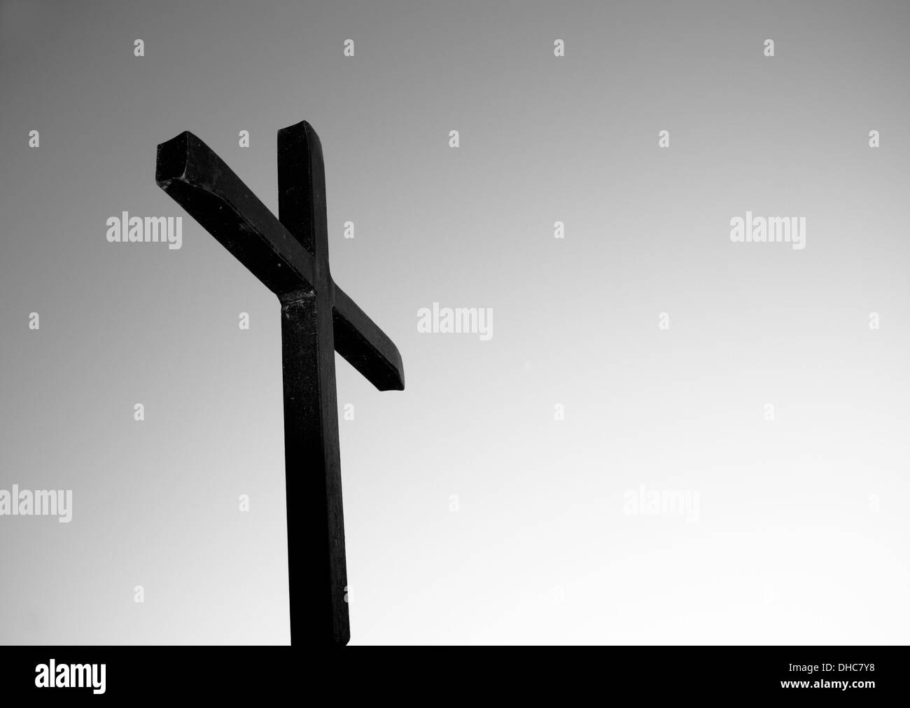 Black and white take of a Christian cross Stock Photo