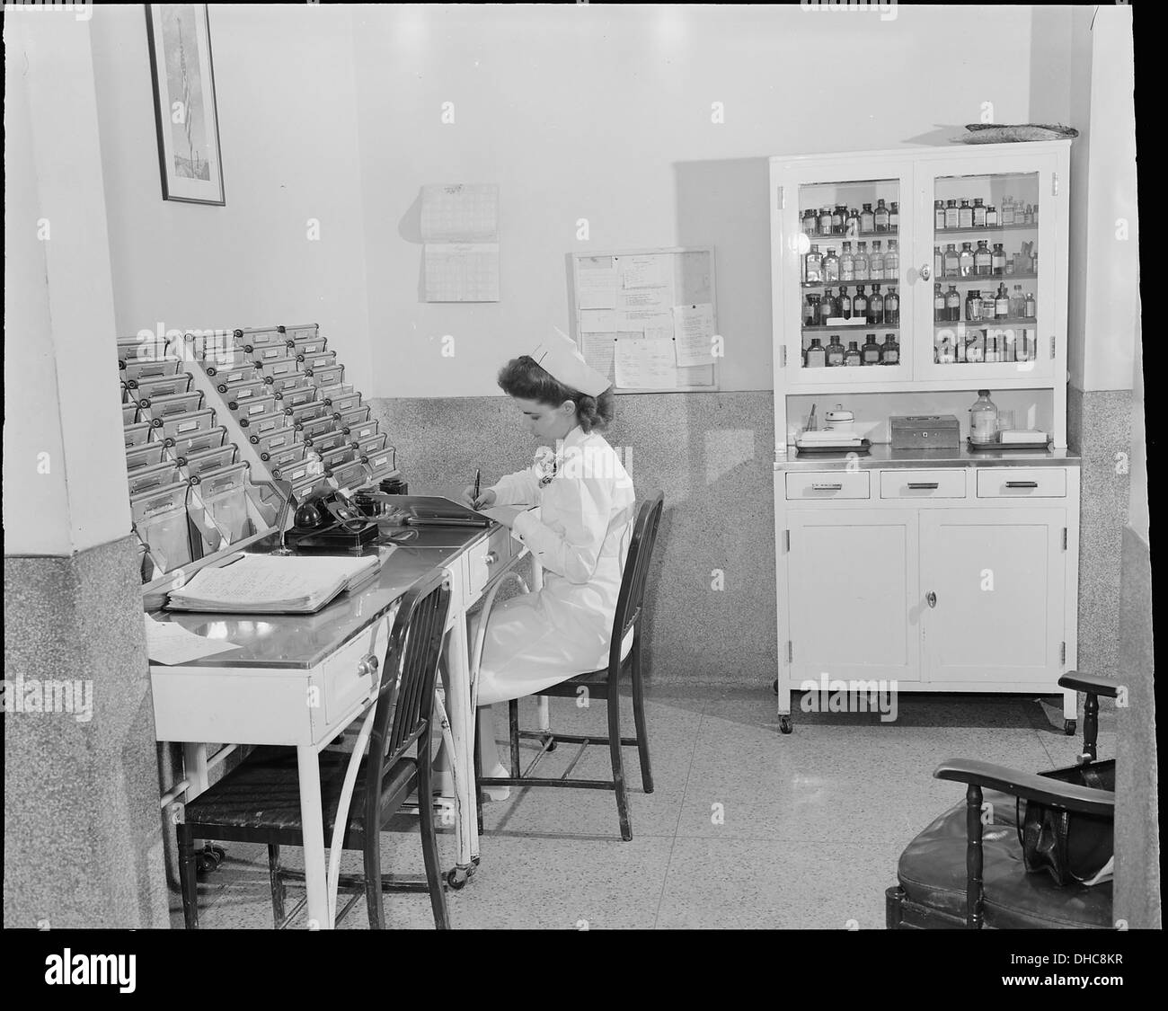 Nurse at chart desk. Clinch Valley Clinic Hospital, Richlands, Tazewell