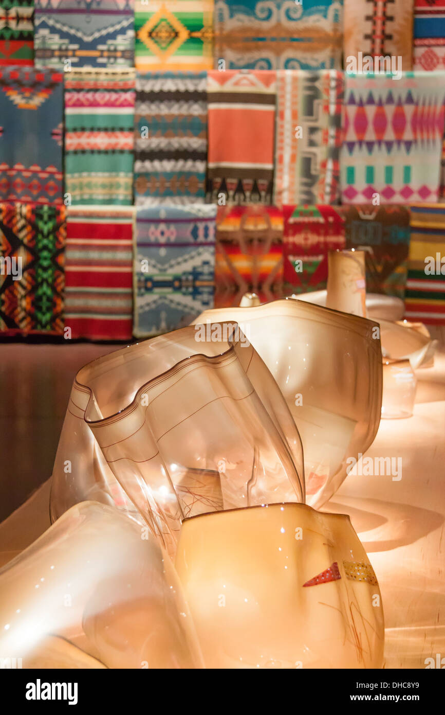 Blown glass basket sculptures, Chihuly Garden and Glass, Seattle Center