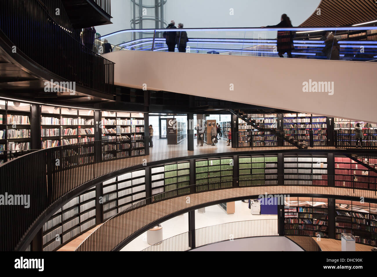 Interior view of the Library of Birmingham, UK recently opened in 2013. Stock Photo
