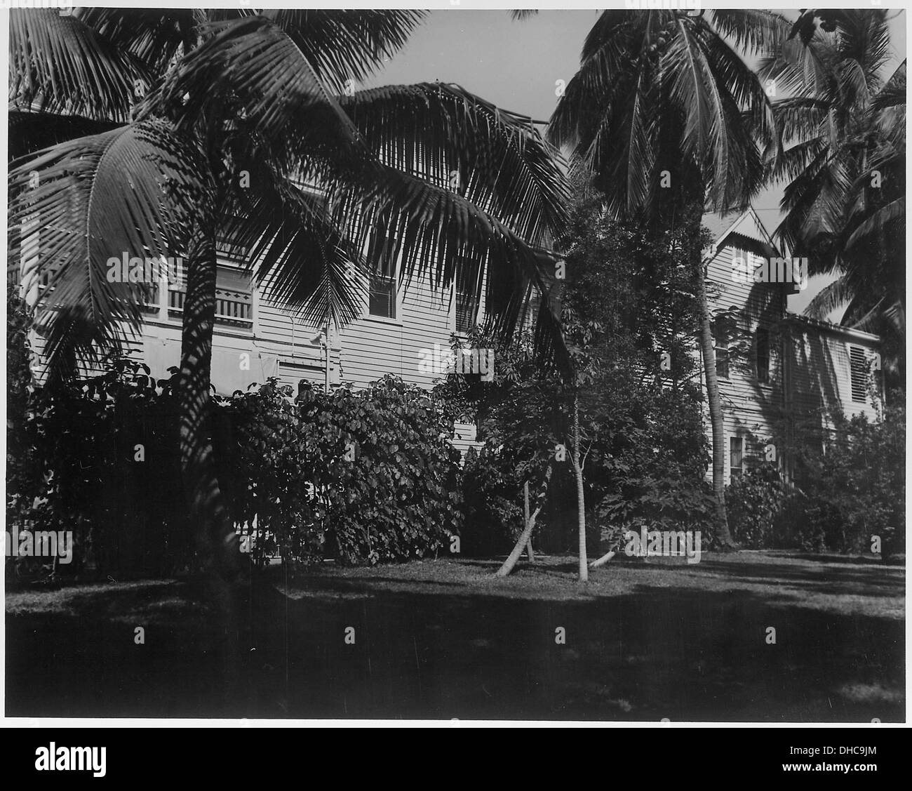 Photograph of the back of the Little White House, President Truman's vacation quarters at Key West, Florida. 200501 Stock Photo