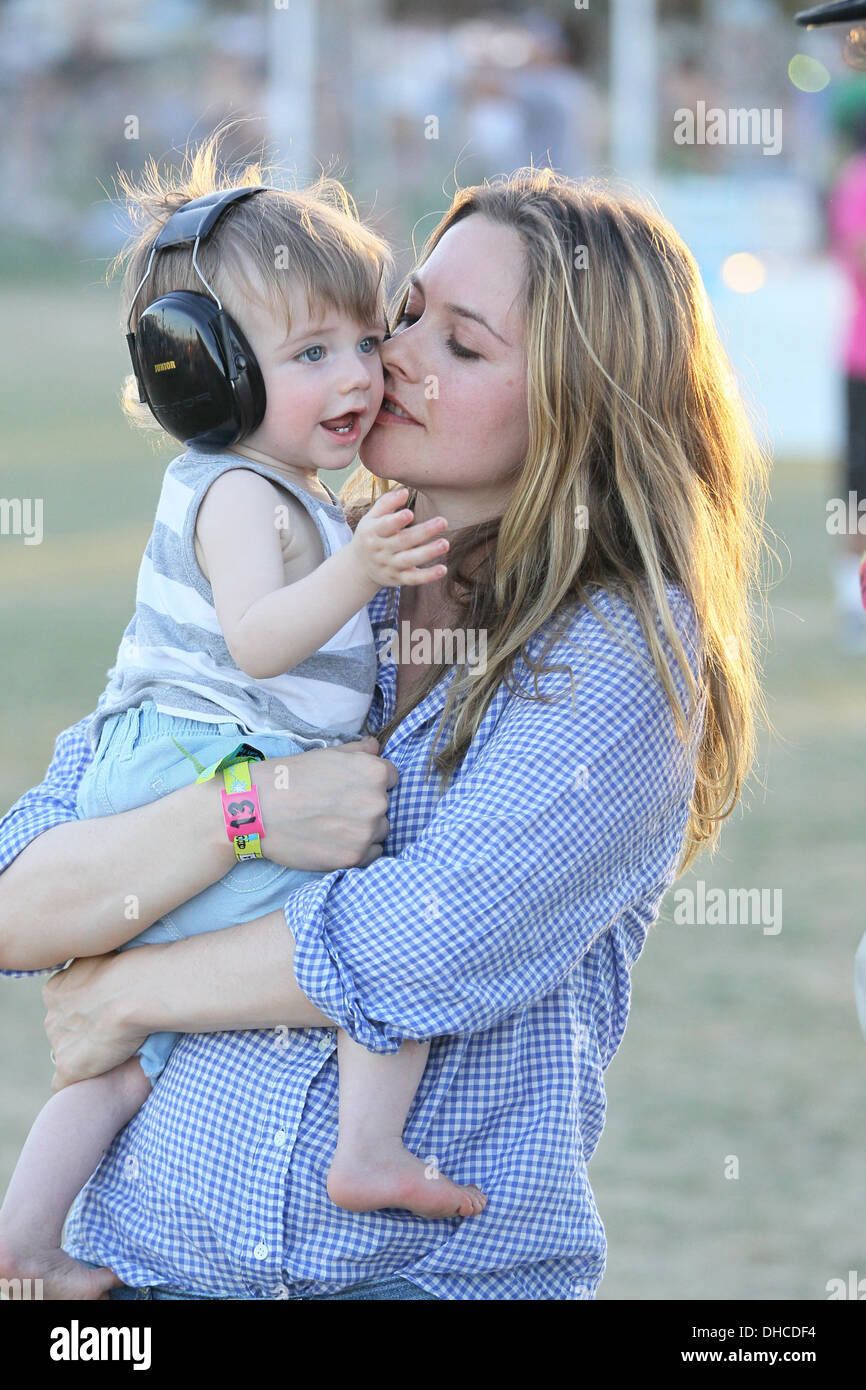 Alicia Silverstone and son Bear Blu Jarecki Celebrities at 2012 Coachella Valley Music and Arts Festival - Week 2 Day 2 Indio Stock Photo