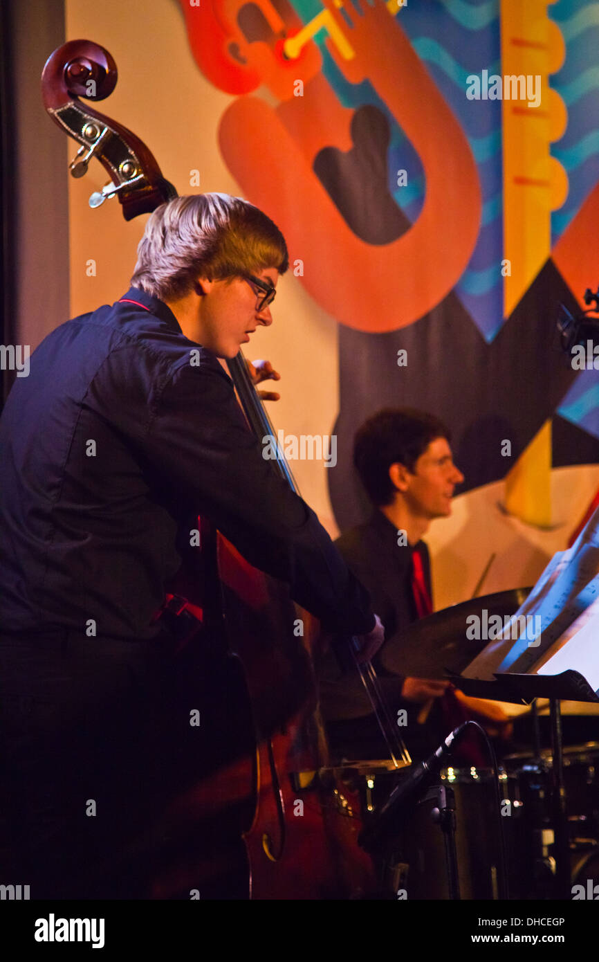 The SFJAZZ HIGH SCHOOL ALL-STARS ORCHESTRA preforms in the Nightclub at the Monterey Jazz Festival - MONTEREY, CALIFORNIA Stock Photo