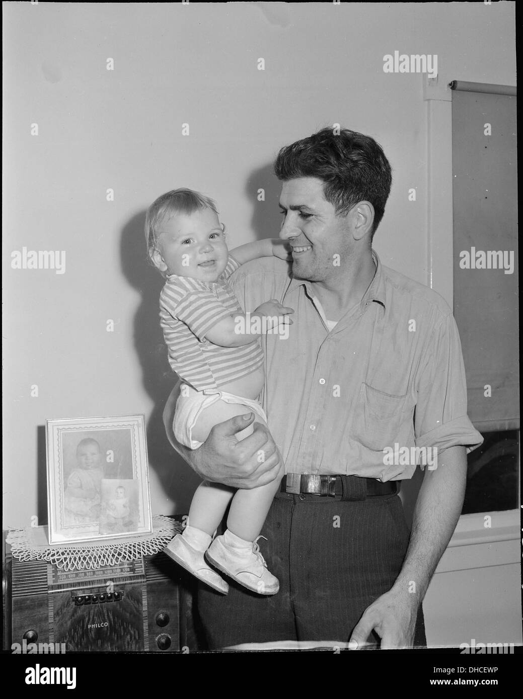 Wm. Riley Blankinship, miner, and one of his sons. Koppers Coal Division, Kopperston Mine, Kopperston, Wyoming... 540983 Stock Photo