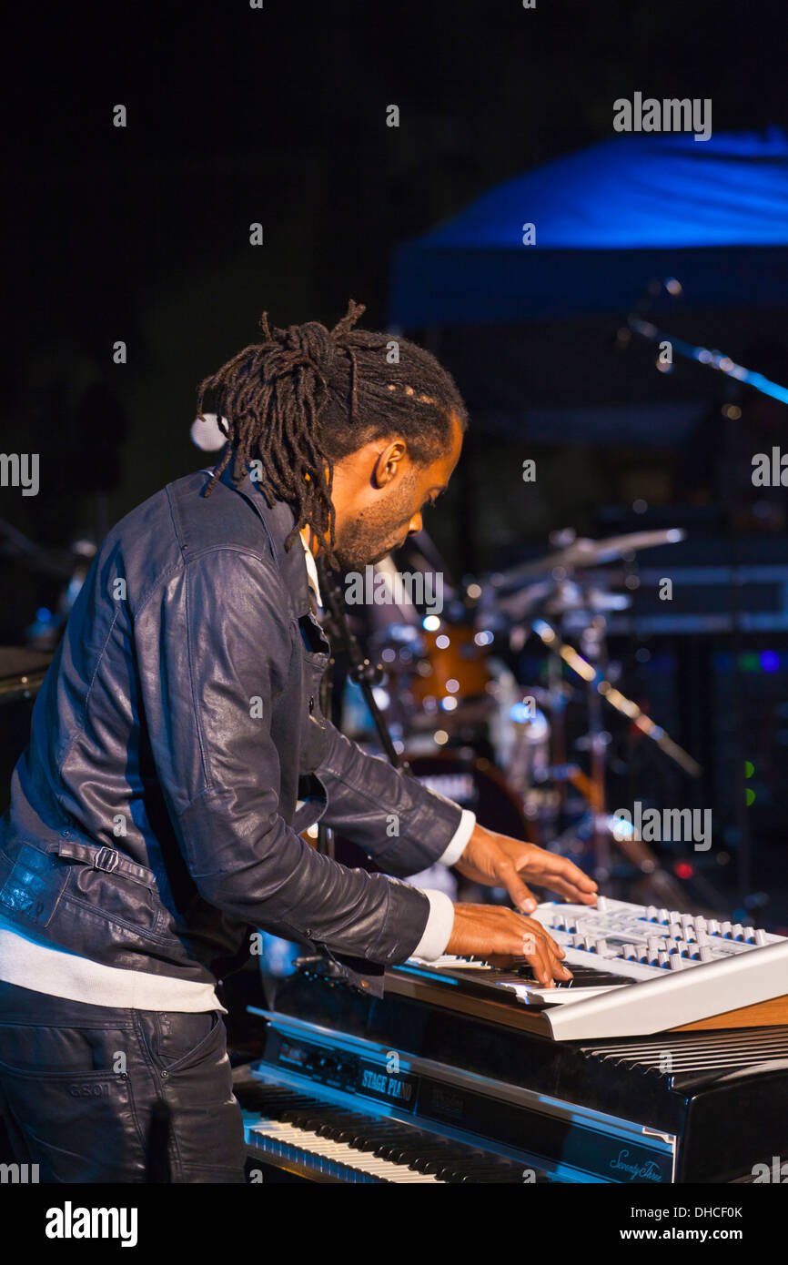 The MARC CAREY FOCUS TRIP preforms on the Garden Stage at the Monterey Jazz Festival - MONTEREY, CALIFORNIA Stock Photo