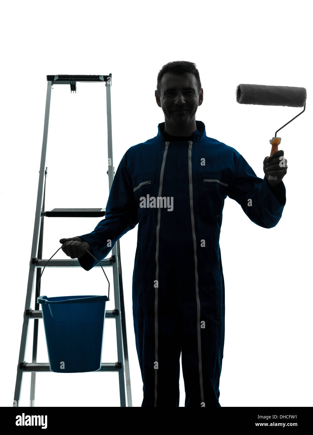 one-man-house-painter-worker-silhouette-in-studio-on-white-background-stock-photo-alamy