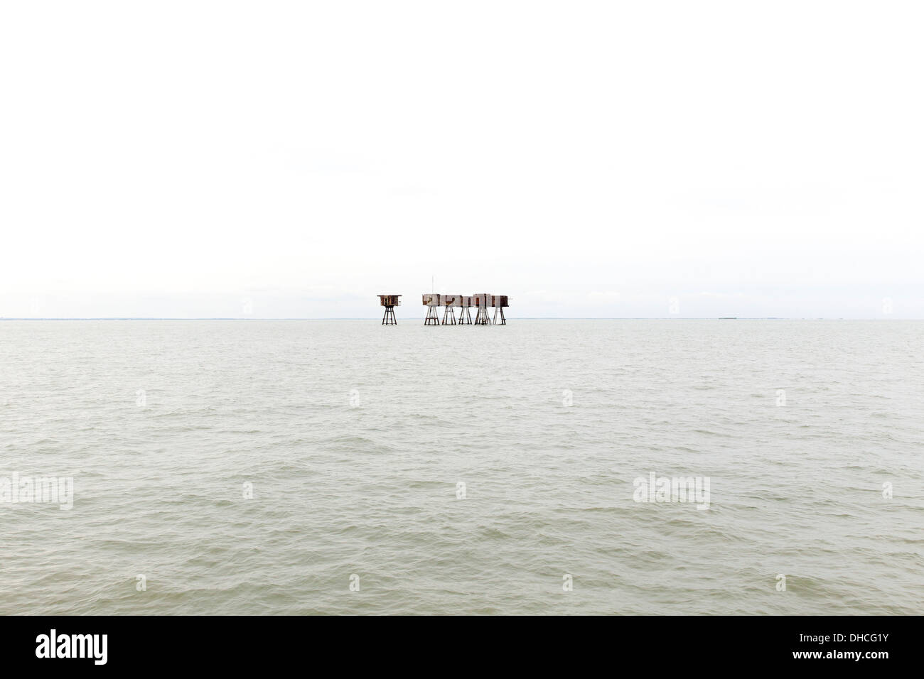 12/10/2013 Sea forts at Red Sands, Thames Estuary Maunsell Forts. River Thames, England, UK Stock Photo