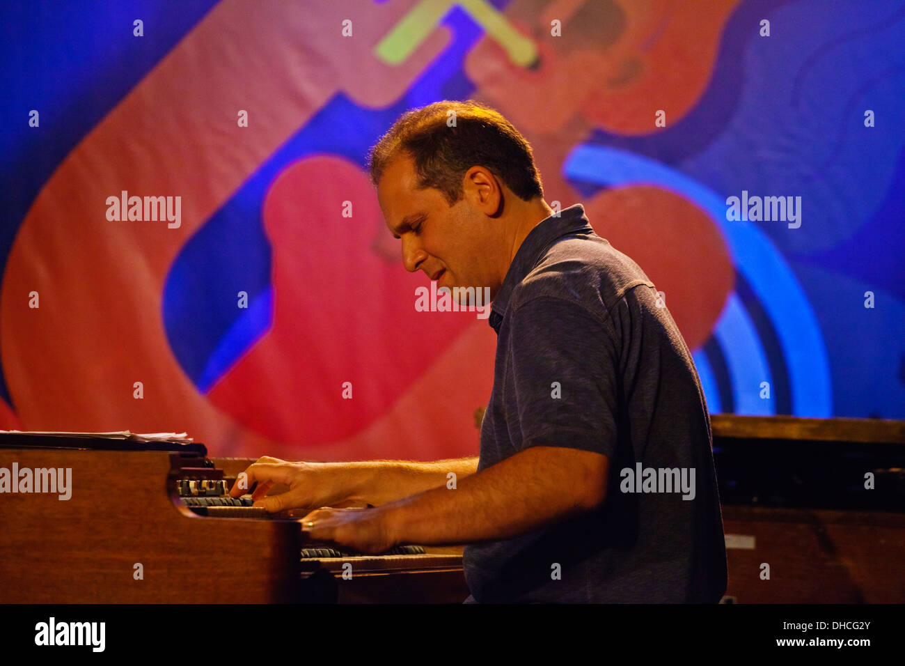 LARRY GOLDINGS plays the Hamond B3 organ with the ANTHONY WILSON TRIO at the Monterey Jazz Festival - MONTEREY, CALIFORNIA Stock Photo
