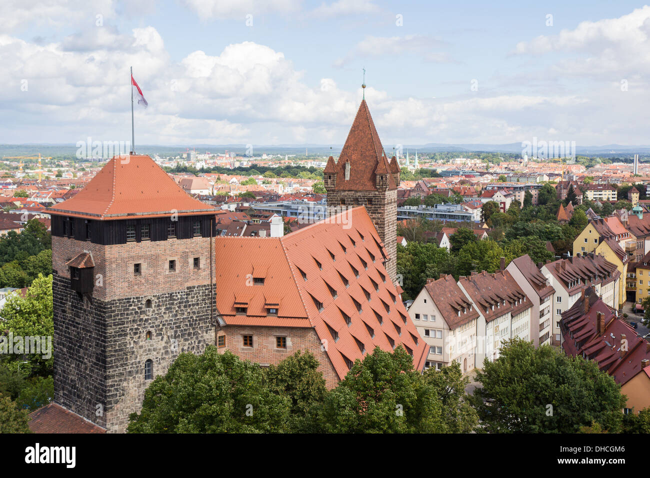Towers of Kaiserburg or Imperial Castle of Nuremberg, Germany. Stock Photo