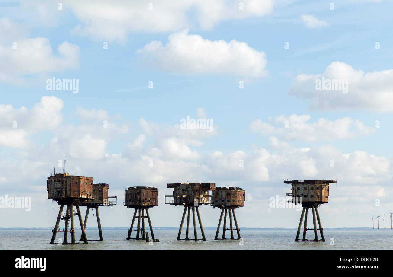 12/10/2013 Sea forts at Shivering Sands, Thames Estuary Maunsell Forts. River Thames, England, UK Stock Photo