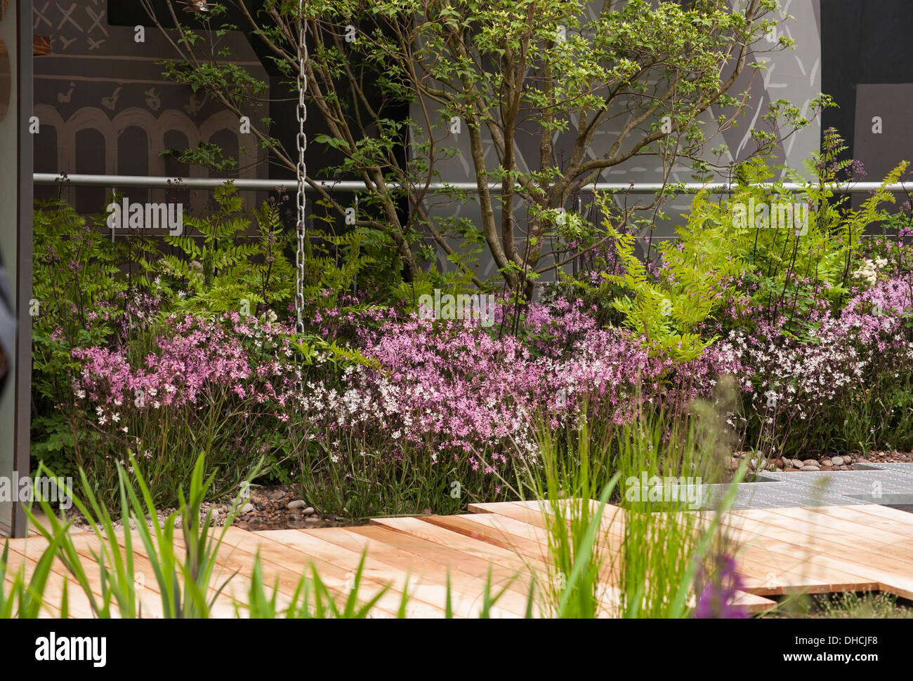 Chelsea Flower Show 2013, RBC Blue water roof garden, Designer Prof Nigel Dunnett. Gold medal. Stock Photo