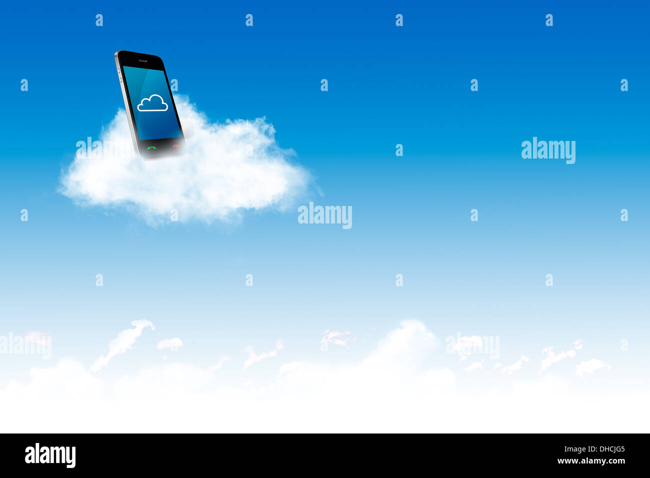Computer on the cloud, for colud computing concept and business Stock Photo