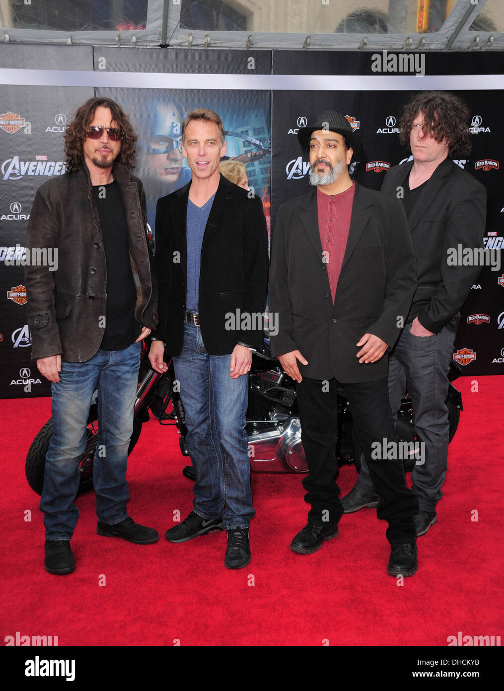 Soundgarden: Chris Cornell Matt Cameron Kim Thayil Ben Shepherd World Premiere of 'The Avengers' at El Capitan Theatre - Stock Photo