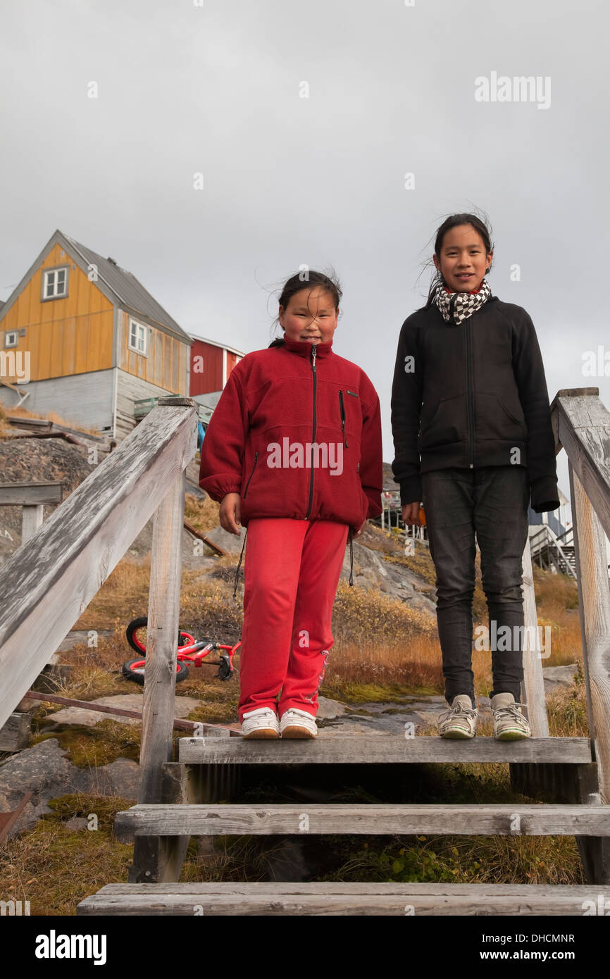 Two Inuit Girls; Kangaamiut, Greenland Stock Photo - Alamy
