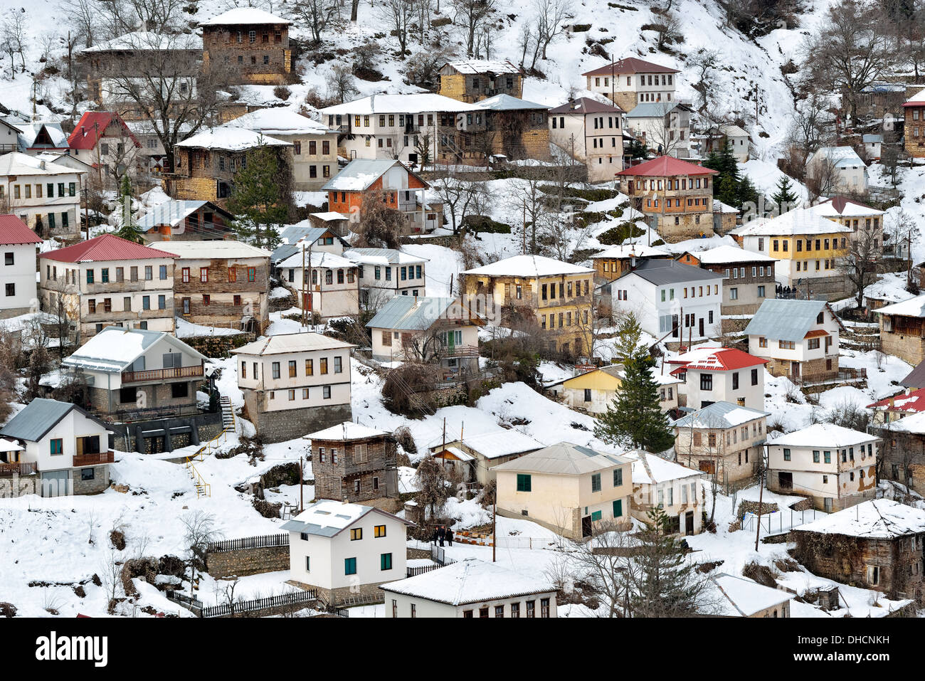 'Gari' Mountain village from Macedonia in winter Stock Photo