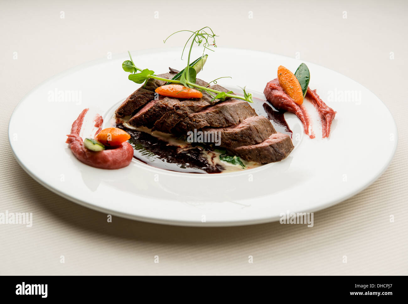Beef steak with sauce Stock Photo - Alamy