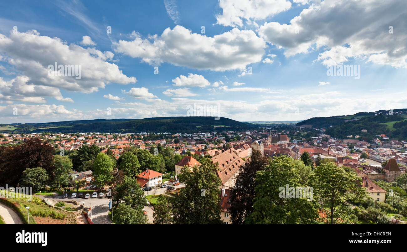 Germany, Bavaria, Franconia, View over Kronach from Rosenberg Fortress Stock Photo