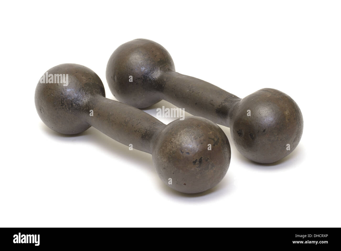 Old rusty iron dumbbells Stock Photo Alamy