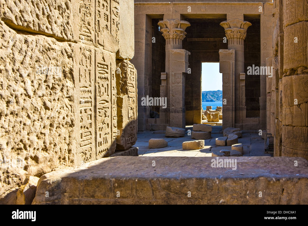 Africa  Egypt, Aswan, the Philae Temple of ISIS Stock Photo