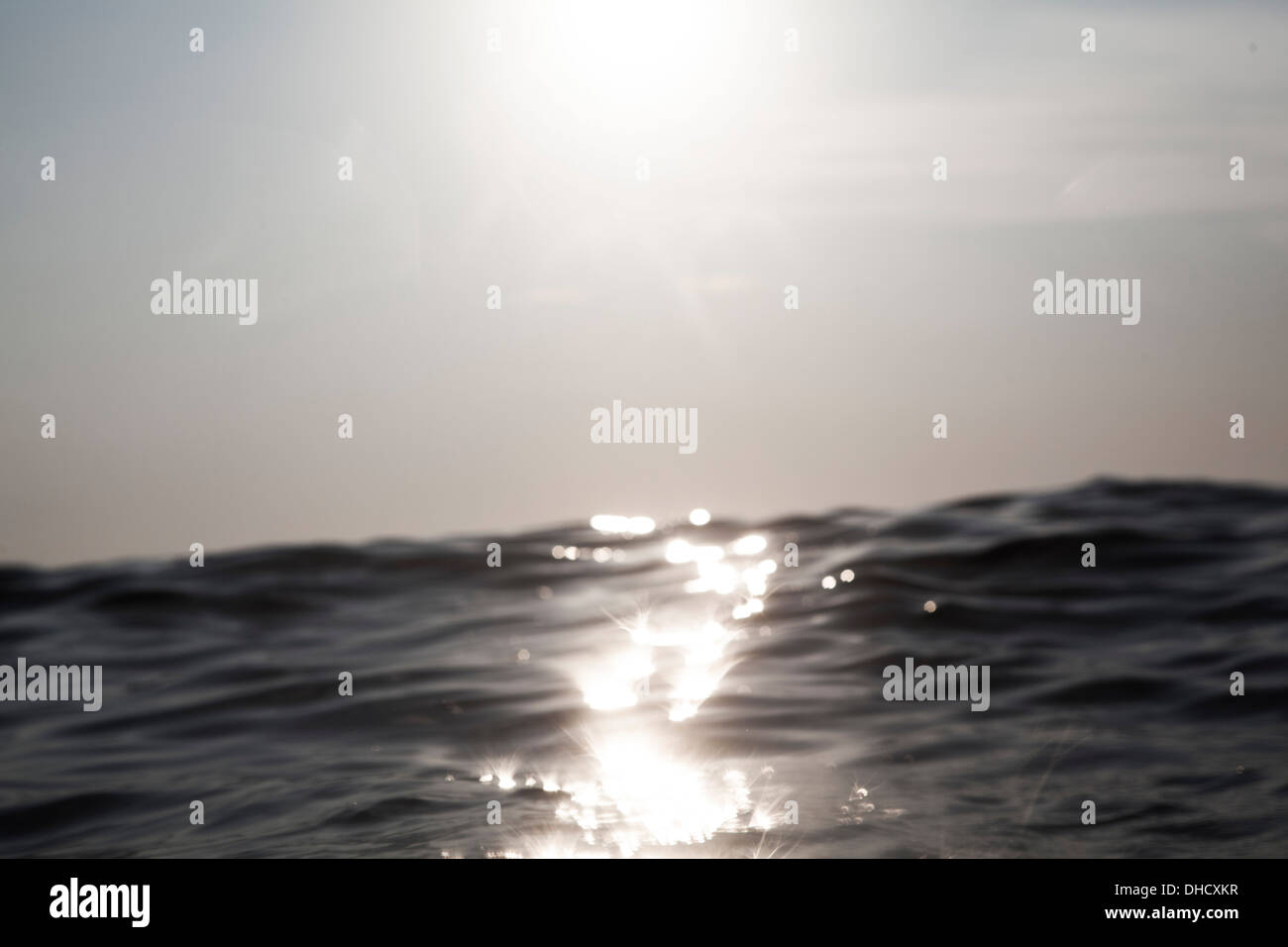 Croatia, Mediterranean Sea, ocean, waves at sunlight Stock Photo
