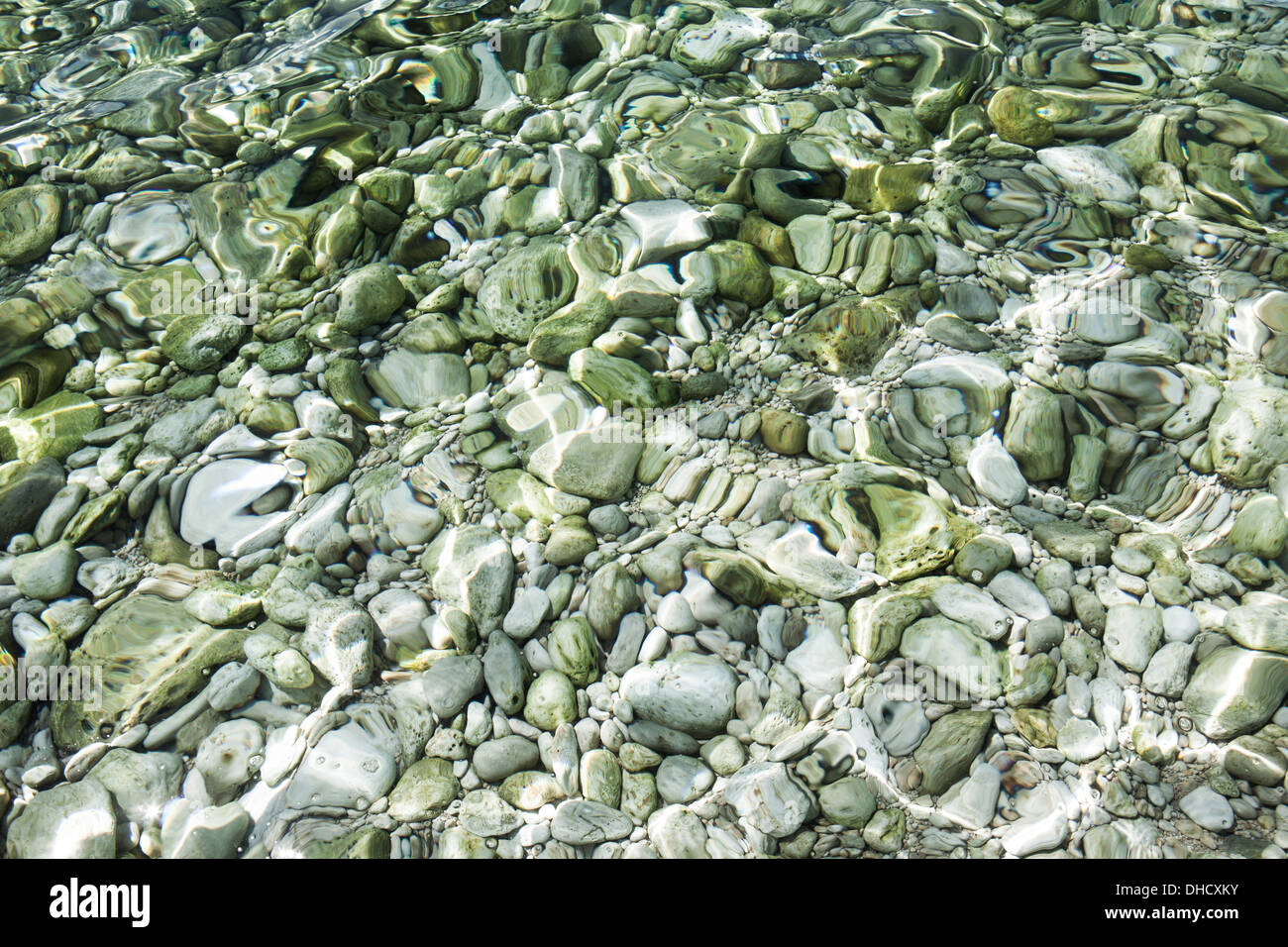 Croatia, Mediterranean Sea, ocean, pebbles at the ground Stock Photo