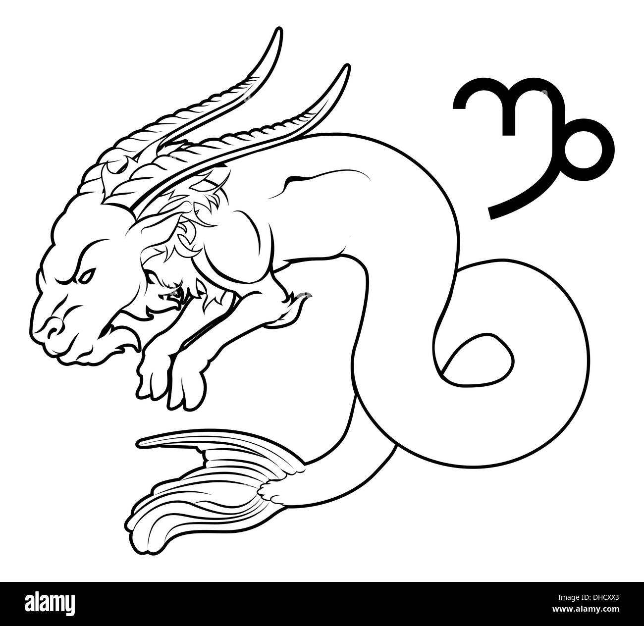 Illustration of Capricorn the sea goat zodiac horoscope astrology sign Stock Photo