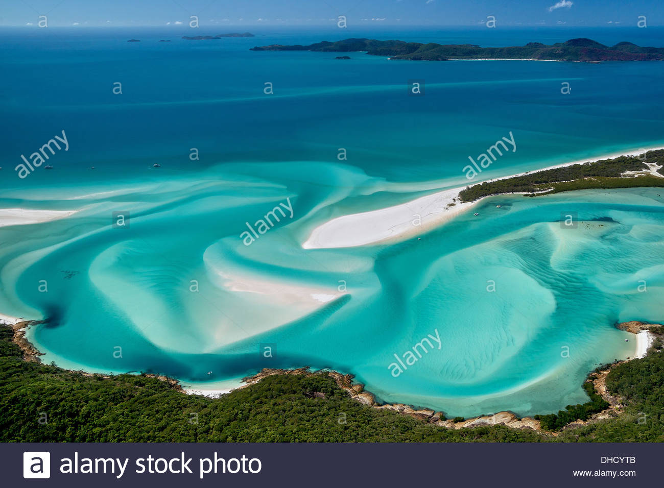 Hill Inlet and whitehaven beach on Whitsunday Island - Whitsundays - Australia - Stock Image